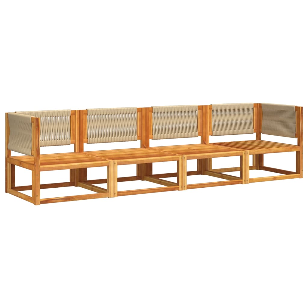 4-piece garden sofa set with cushions made of solid acacia wood