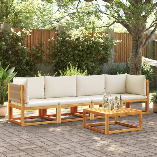 4-piece garden sofa set with cushions made of solid acacia wood