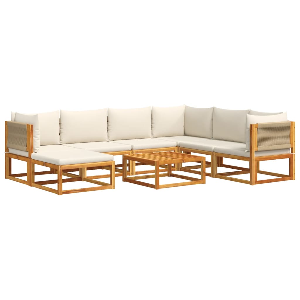 8-piece garden sofa set with cushions made of solid acacia wood