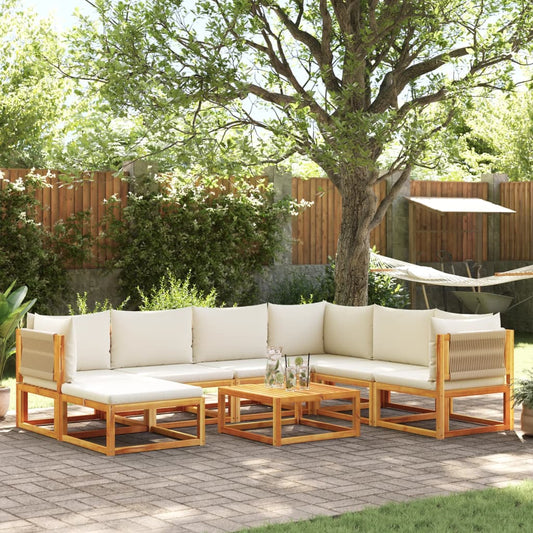 8-piece garden sofa set with cushions made of solid acacia wood