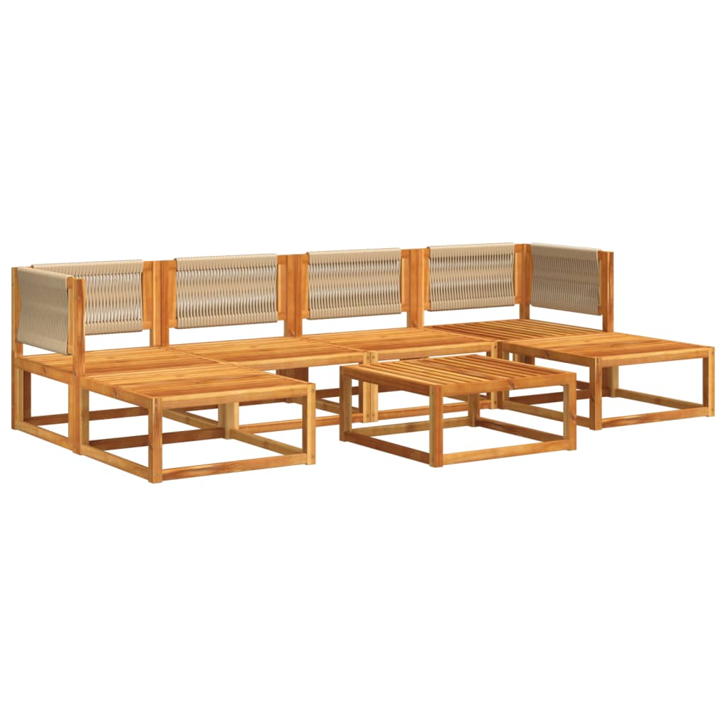 7-piece garden sofa set with cushions made of solid acacia wood