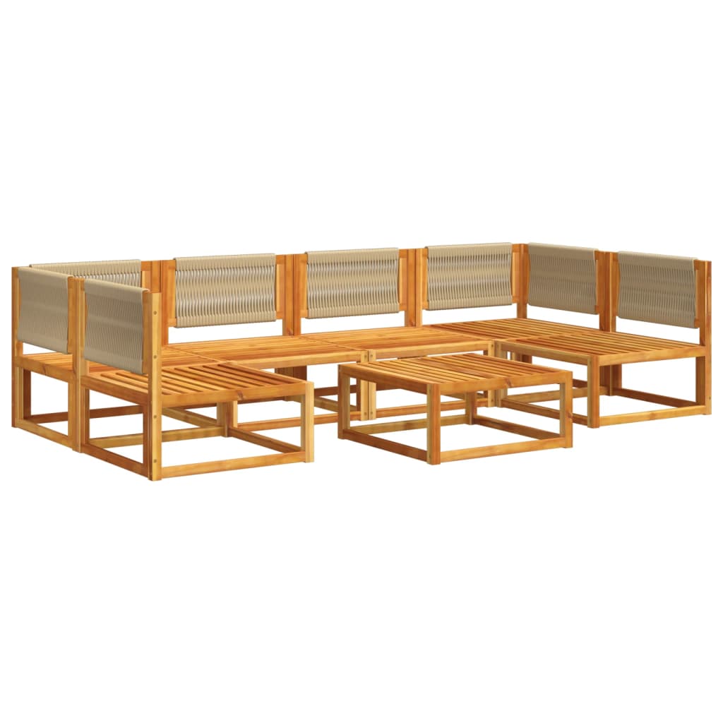7-piece garden sofa set with cushions made of solid acacia wood