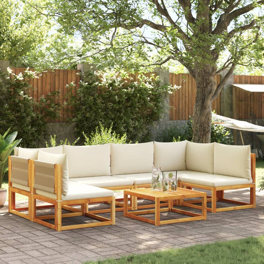7-piece garden sofa set with cushions made of solid acacia wood