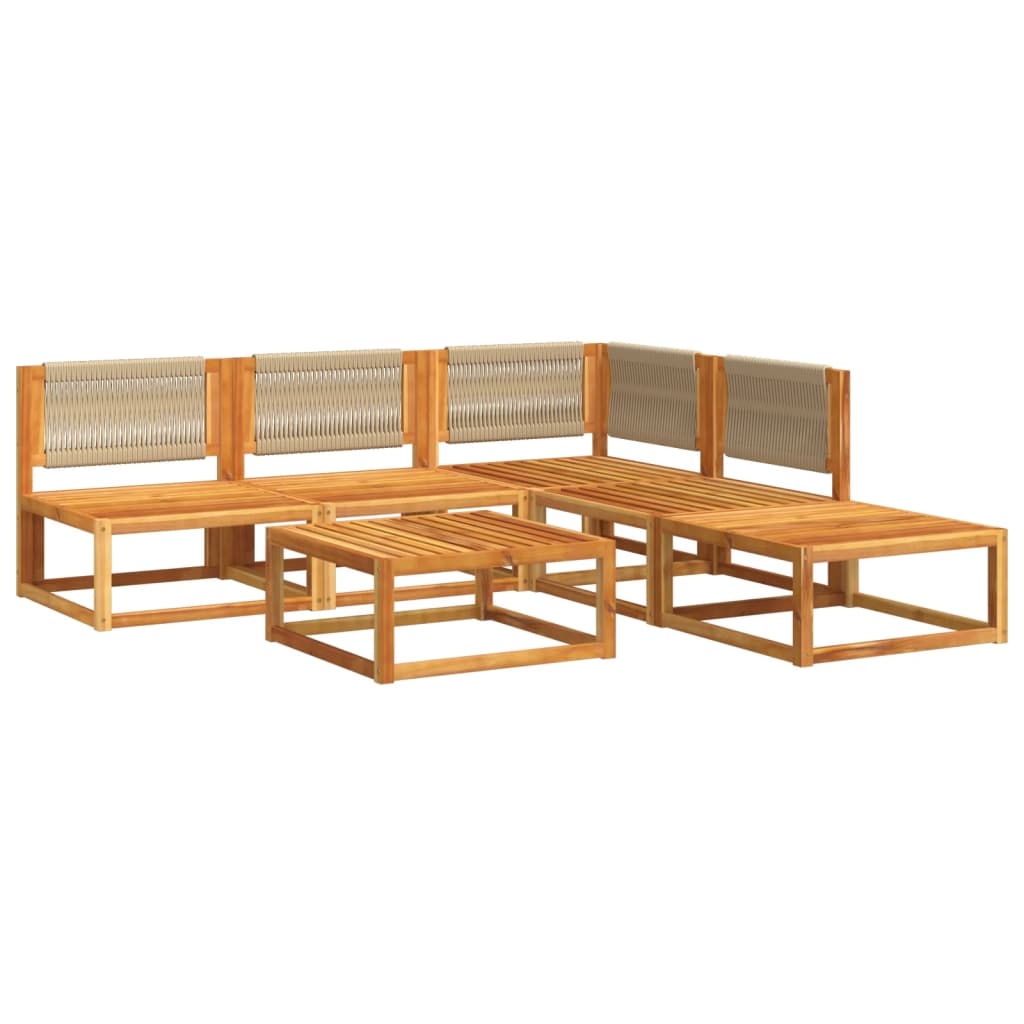 6-piece garden sofa set with cushions made of solid acacia wood