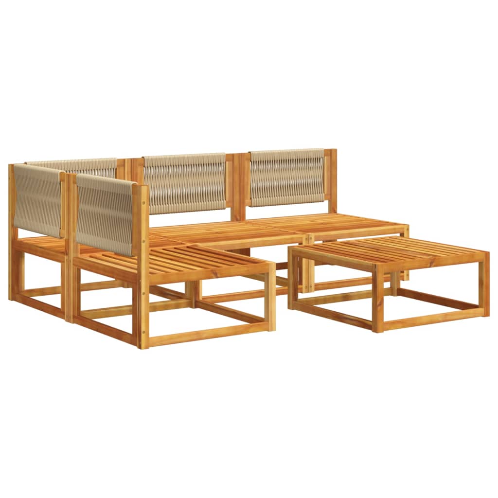 5-piece garden sofa set with cushions made of solid acacia wood