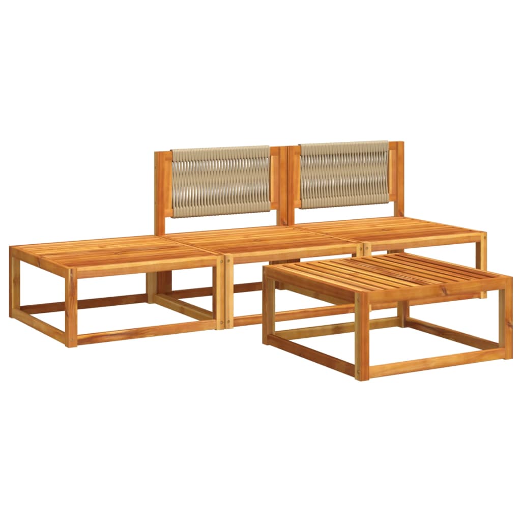 4-piece garden sofa set with cushions made of solid acacia wood