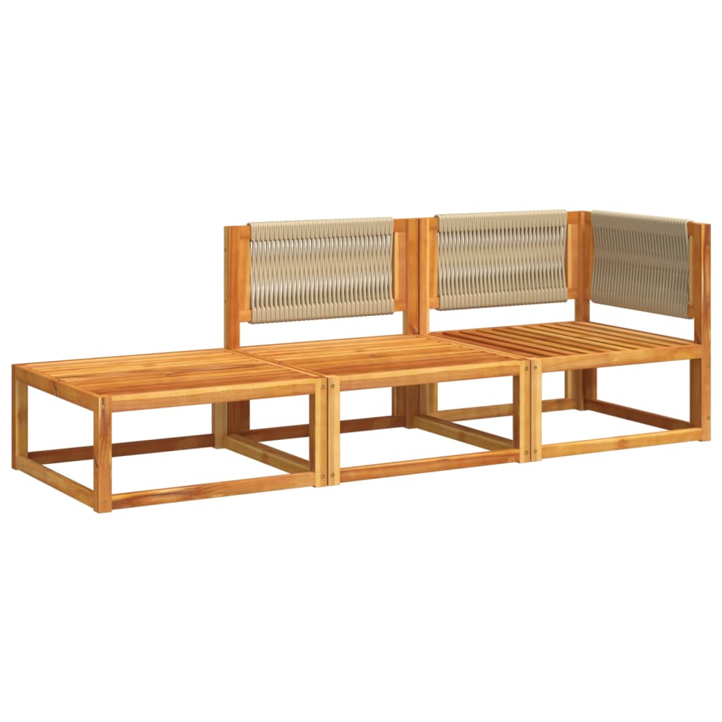 3-piece garden sofa set with cushions solid acacia wood
