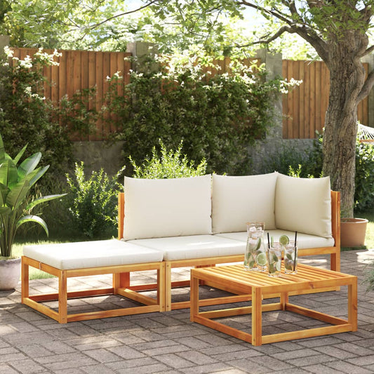 3-piece garden sofa set with cushions solid acacia wood