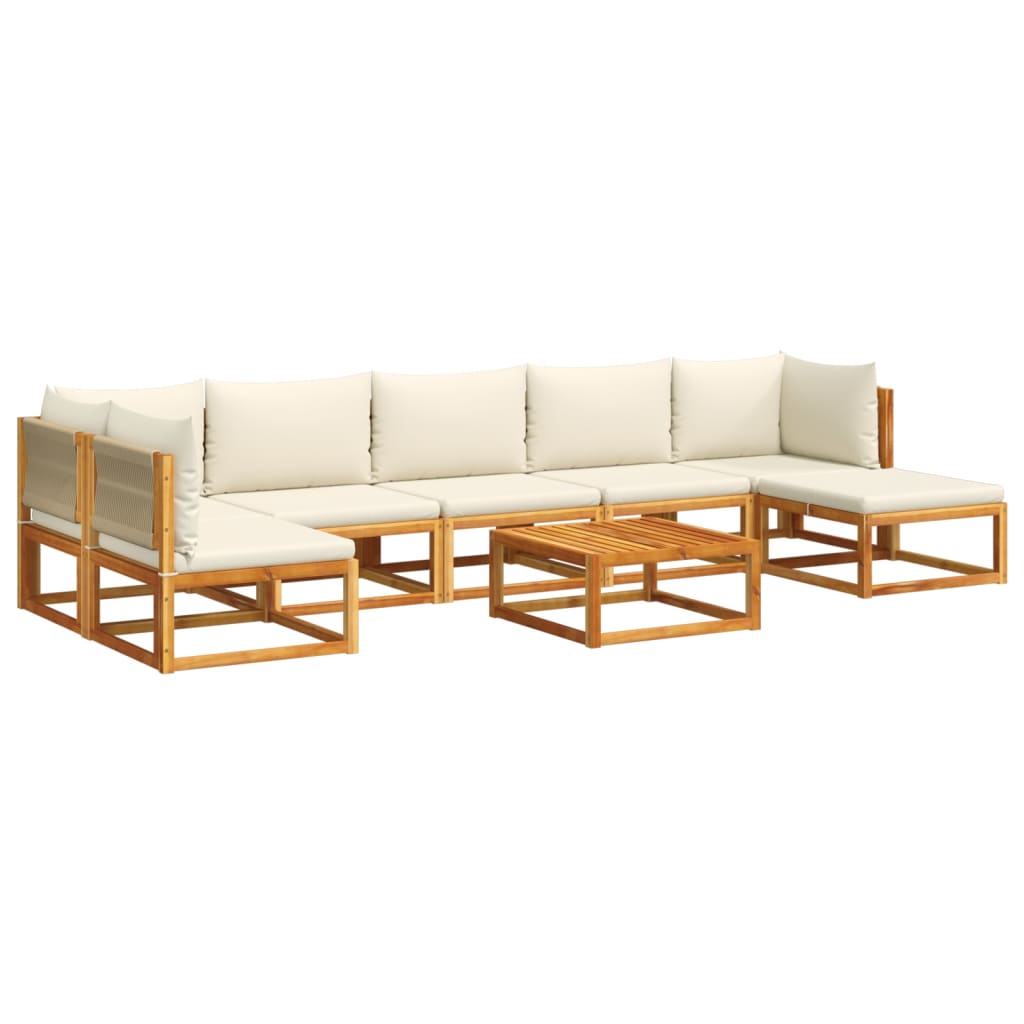 8-piece garden sofa set with cushions made of solid acacia wood
