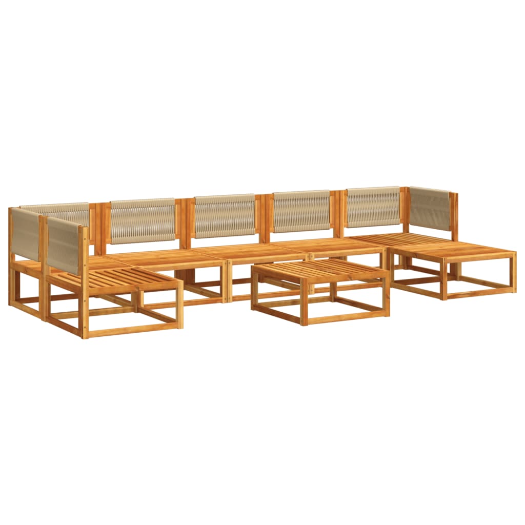 8-piece garden sofa set with cushions made of solid acacia wood
