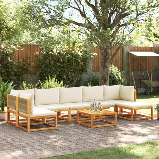 8-piece garden sofa set with cushions made of solid acacia wood