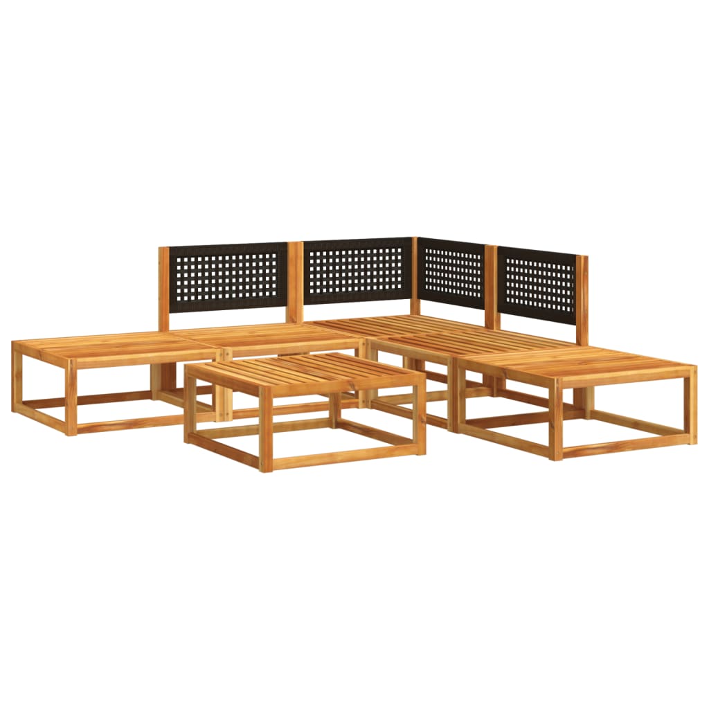 6-piece garden sofa set with cushions made of solid acacia wood