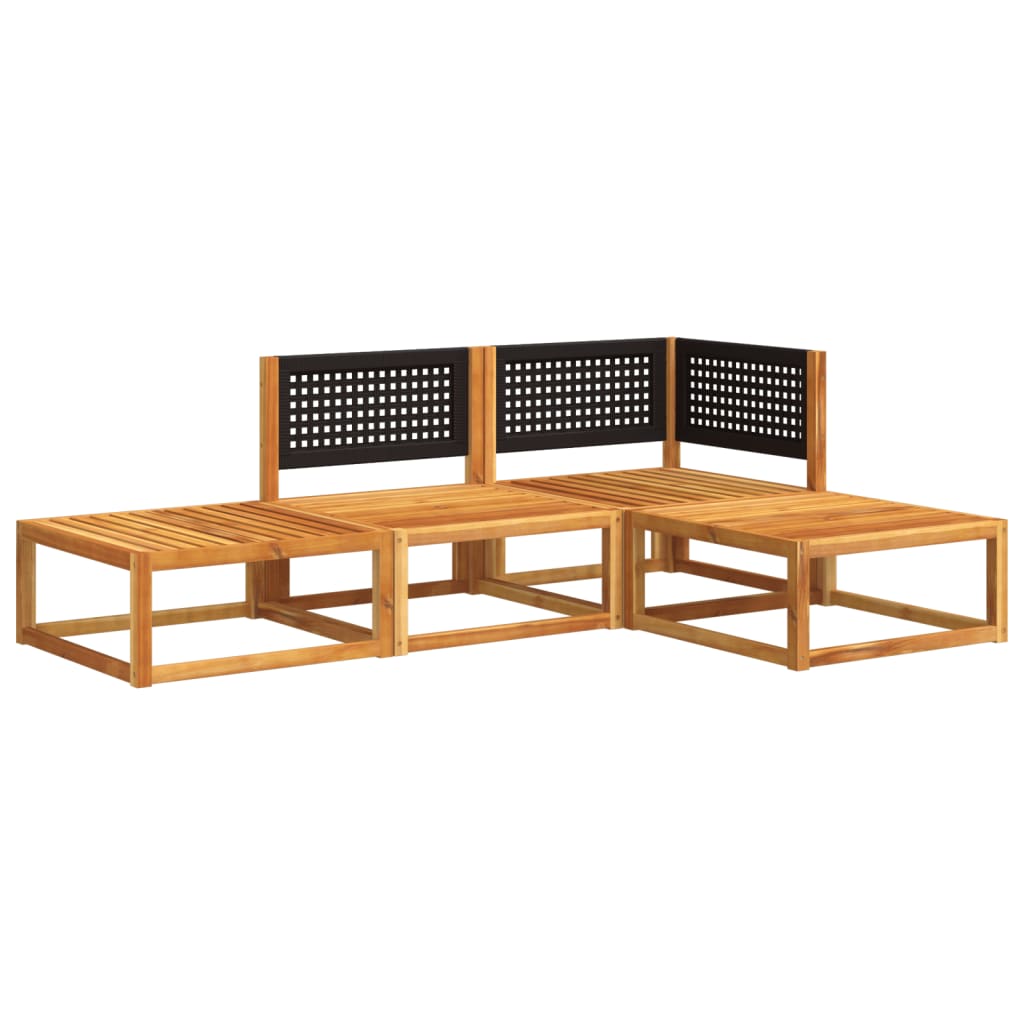 4-piece garden sofa set with cushions made of solid acacia wood