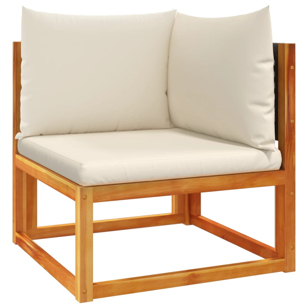4-tlg. Gartensofa-Set mit Kissen Holz Akazie & Rattan