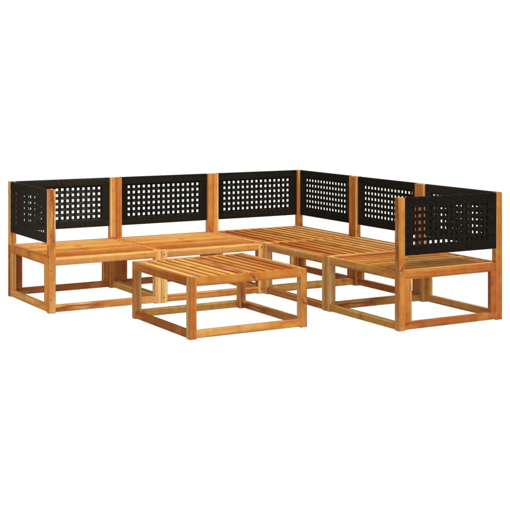 6-piece garden sofa set with cushions made of solid acacia wood