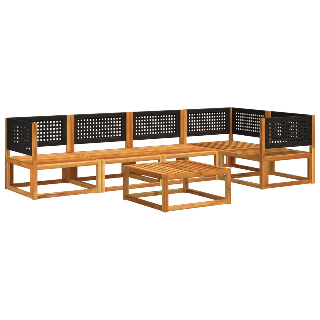 6-piece garden sofa set with cushions made of solid acacia wood