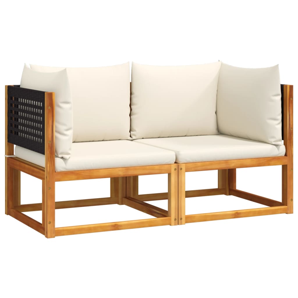 Gartensofas-Ecke mit Kissen 2 Stk. Holz Akazie & Rattan