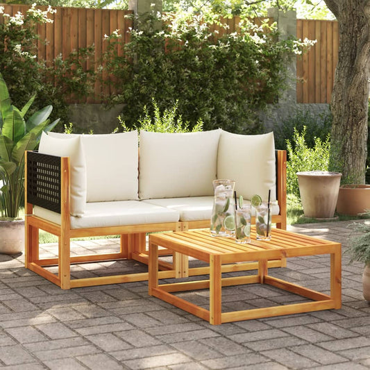 Garden corner sofas with cushions 2 pcs. Solid acacia wood
