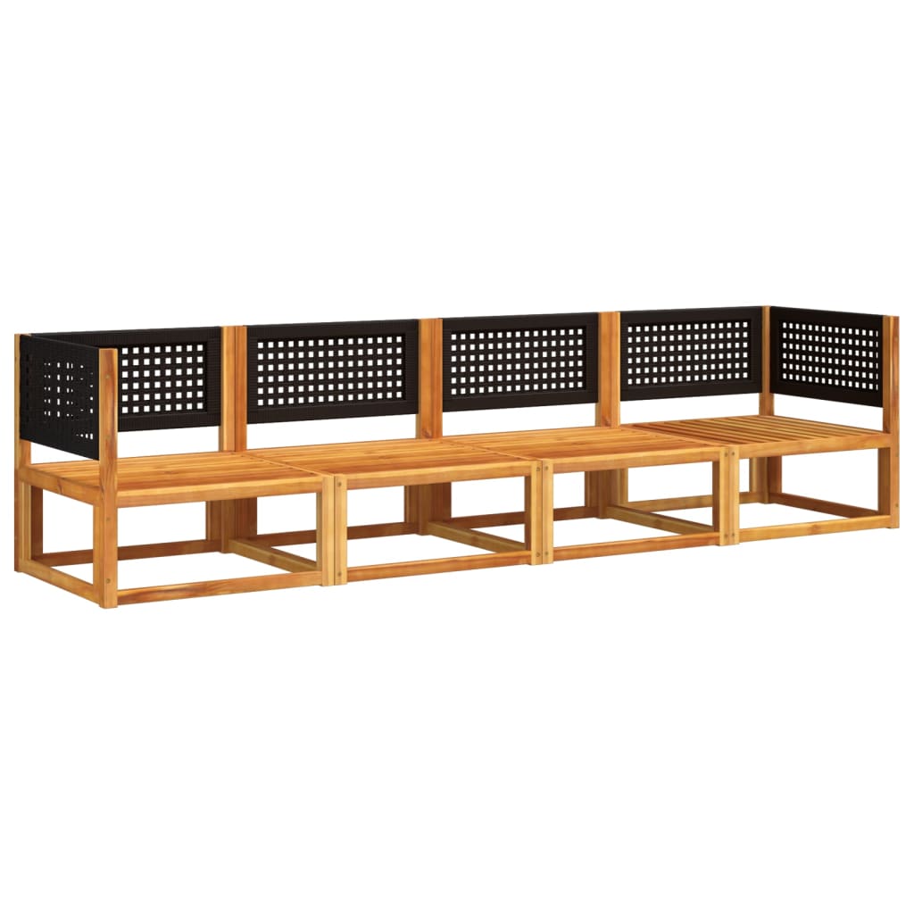 4-piece garden sofa set with cushions made of solid acacia wood
