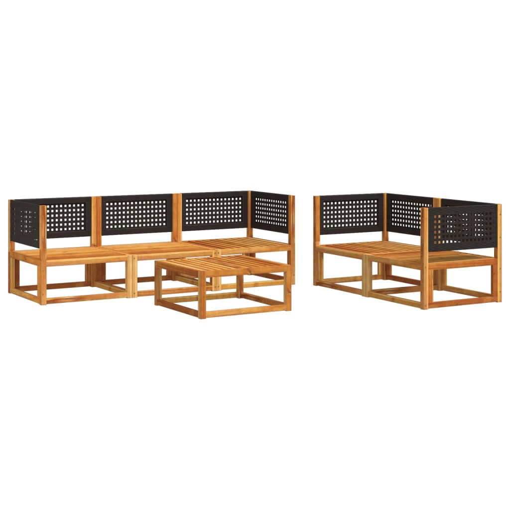 6-piece garden sofa set with cushions made of solid acacia wood