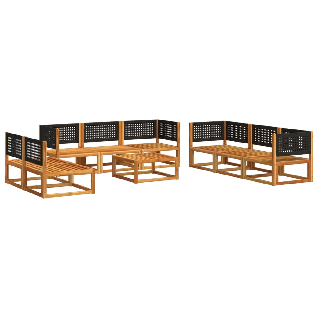 9-piece garden sofa set with cushions made of solid acacia wood