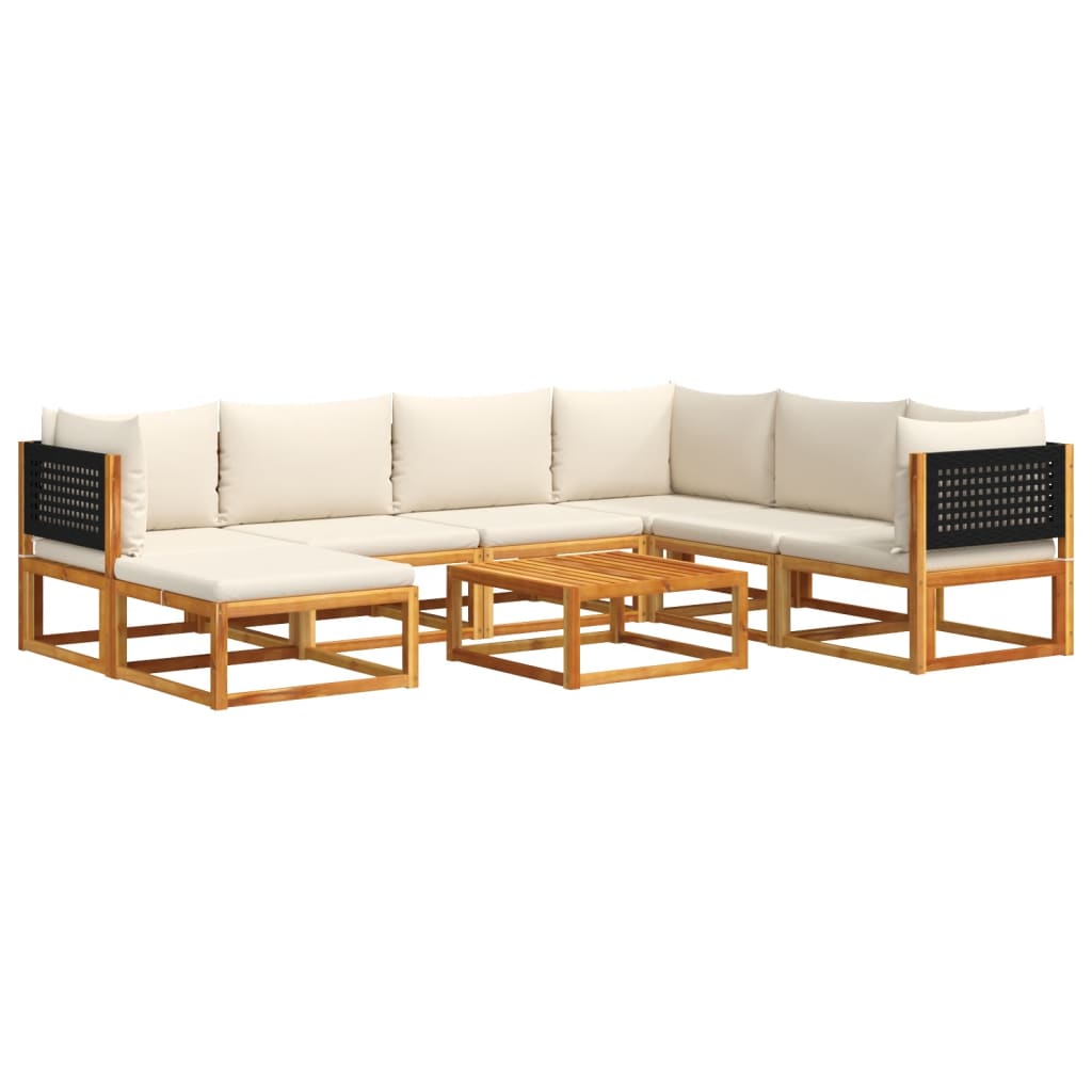 8-piece garden sofa set with cushions made of solid acacia wood