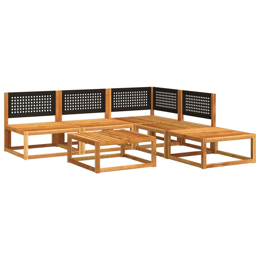 6-piece garden sofa set with cushions made of solid acacia wood