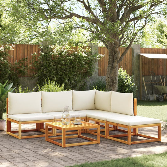 6-piece garden sofa set with cushions made of solid acacia wood