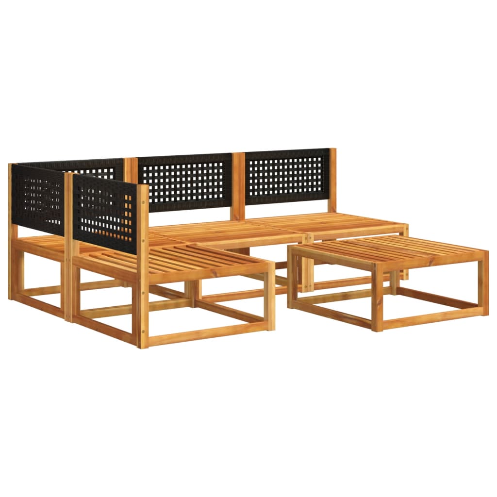 5-piece garden sofa set with cushions made of solid acacia wood