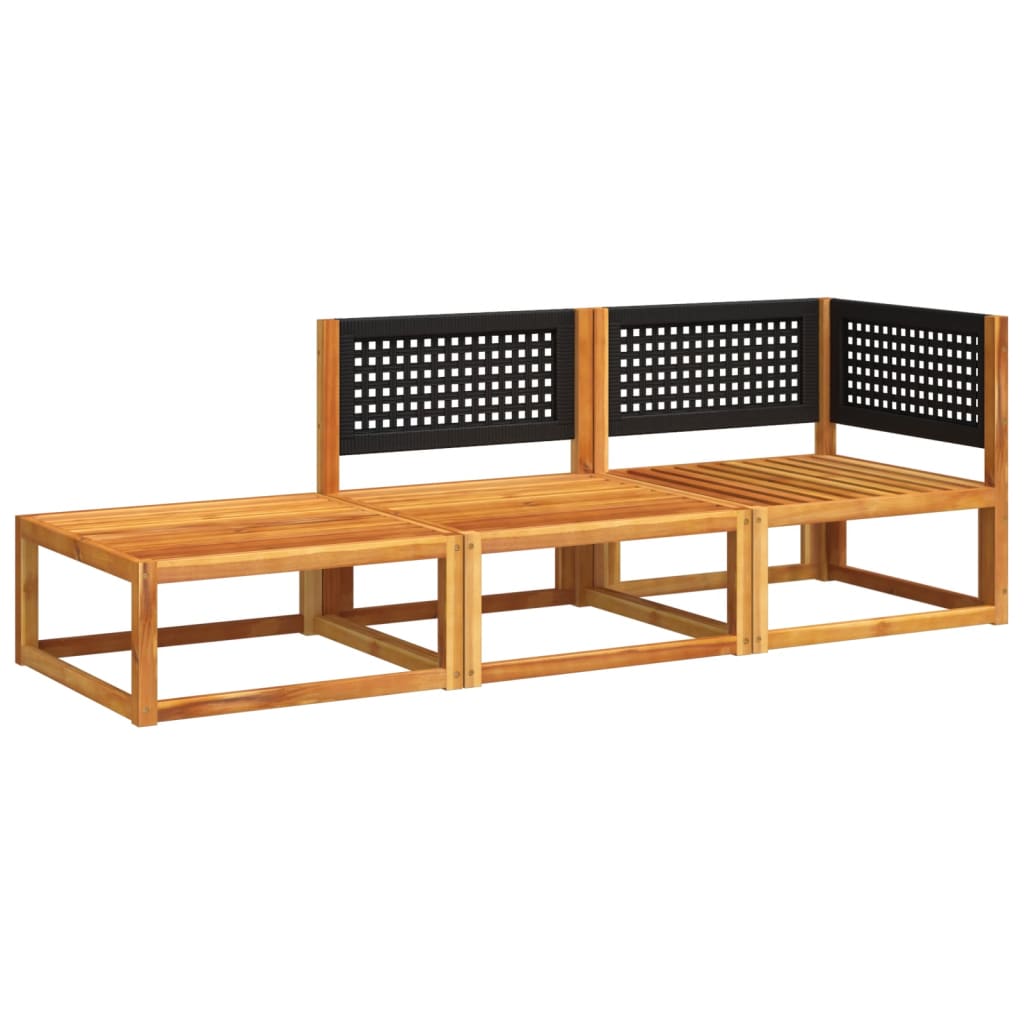 3-piece garden sofa set with cushions solid acacia wood