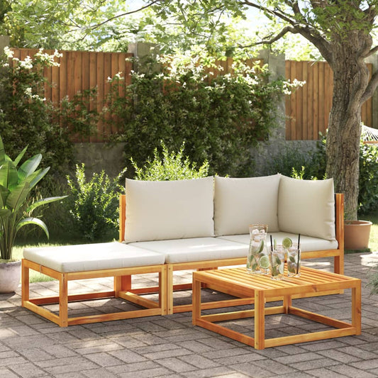 3-piece garden sofa set with cushions solid acacia wood