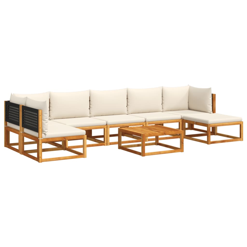 8-piece garden sofa set with cushions made of solid acacia wood