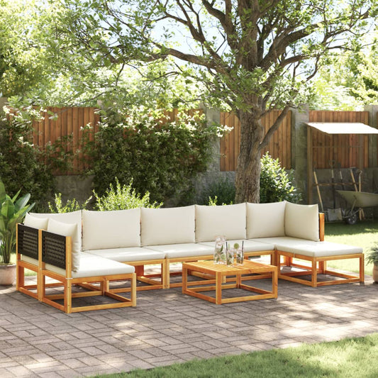 8-piece garden sofa set with cushions made of solid acacia wood