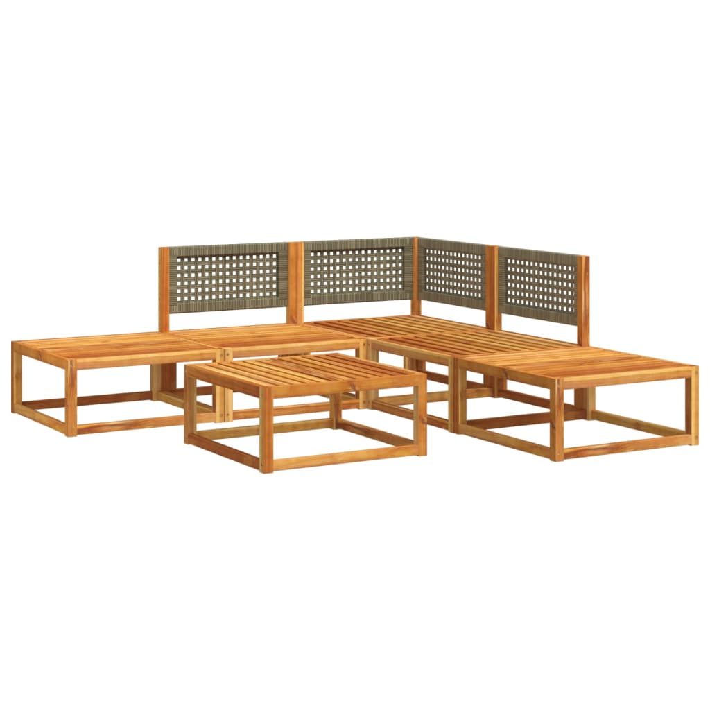 6-piece garden sofa set with cushions made of solid acacia wood