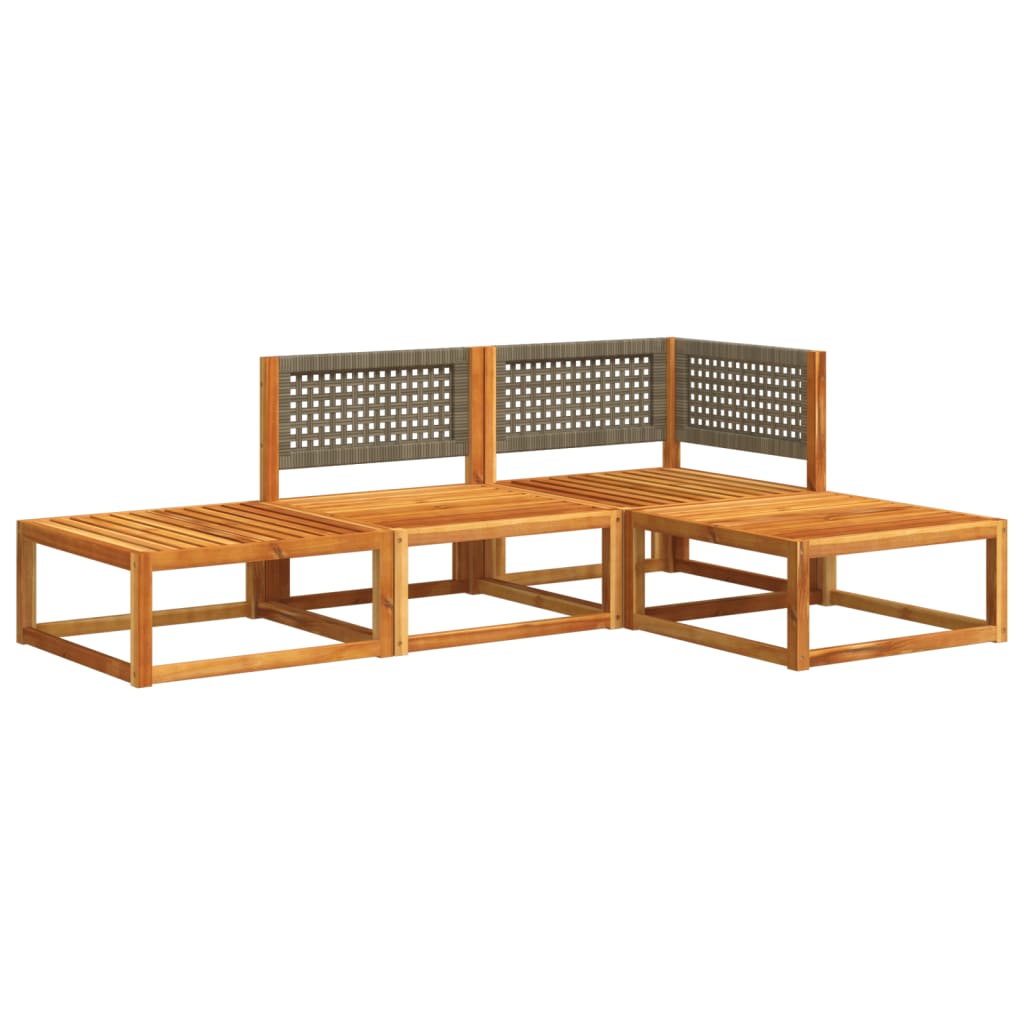 4-piece garden sofa set with cushions made of solid acacia wood