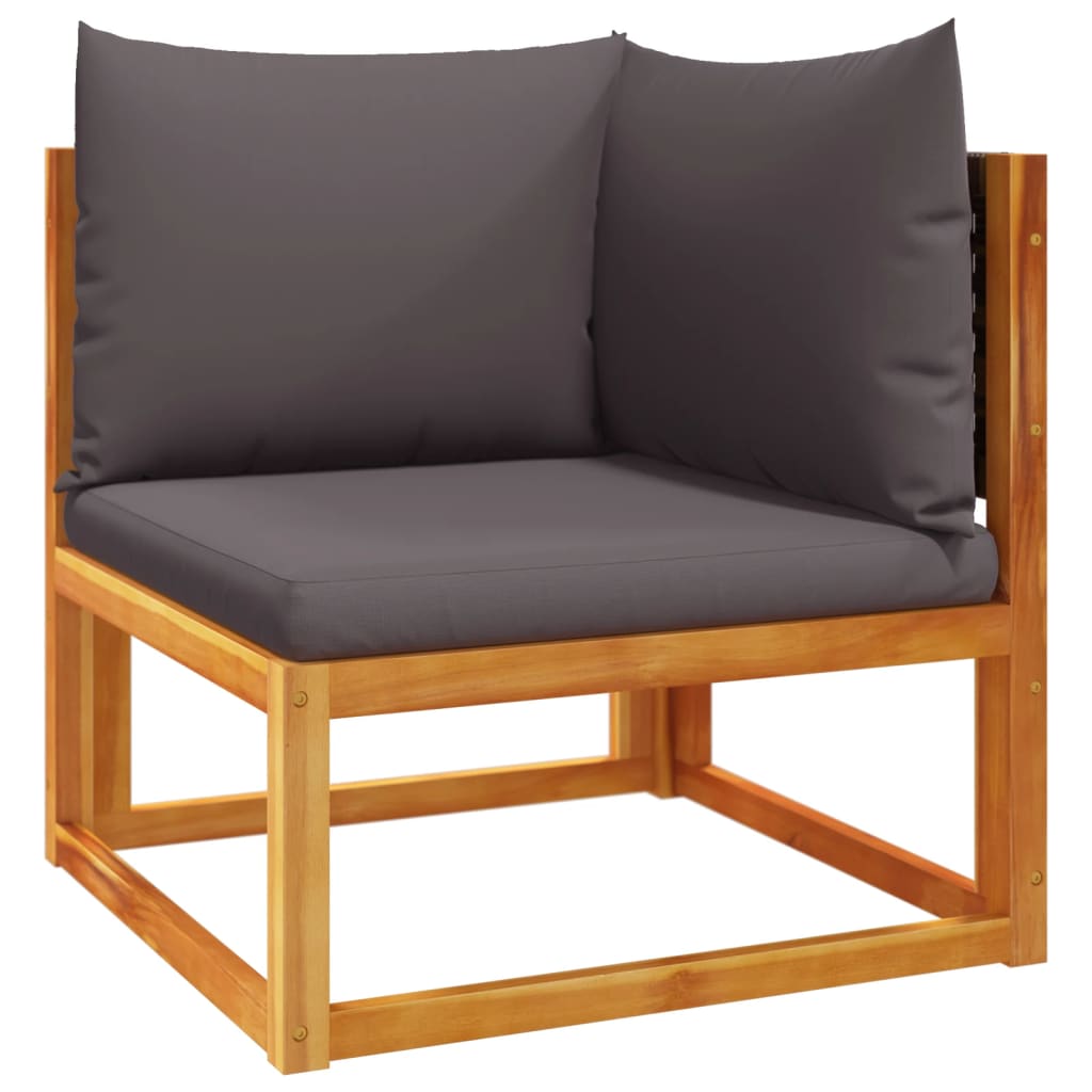 5-piece garden sofa set with cushions made of solid acacia wood