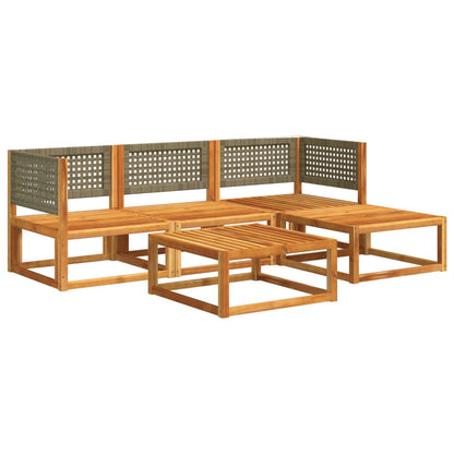 5-tlg. Gartensofa-Set mit Kissen Holz Akazie & Rattan