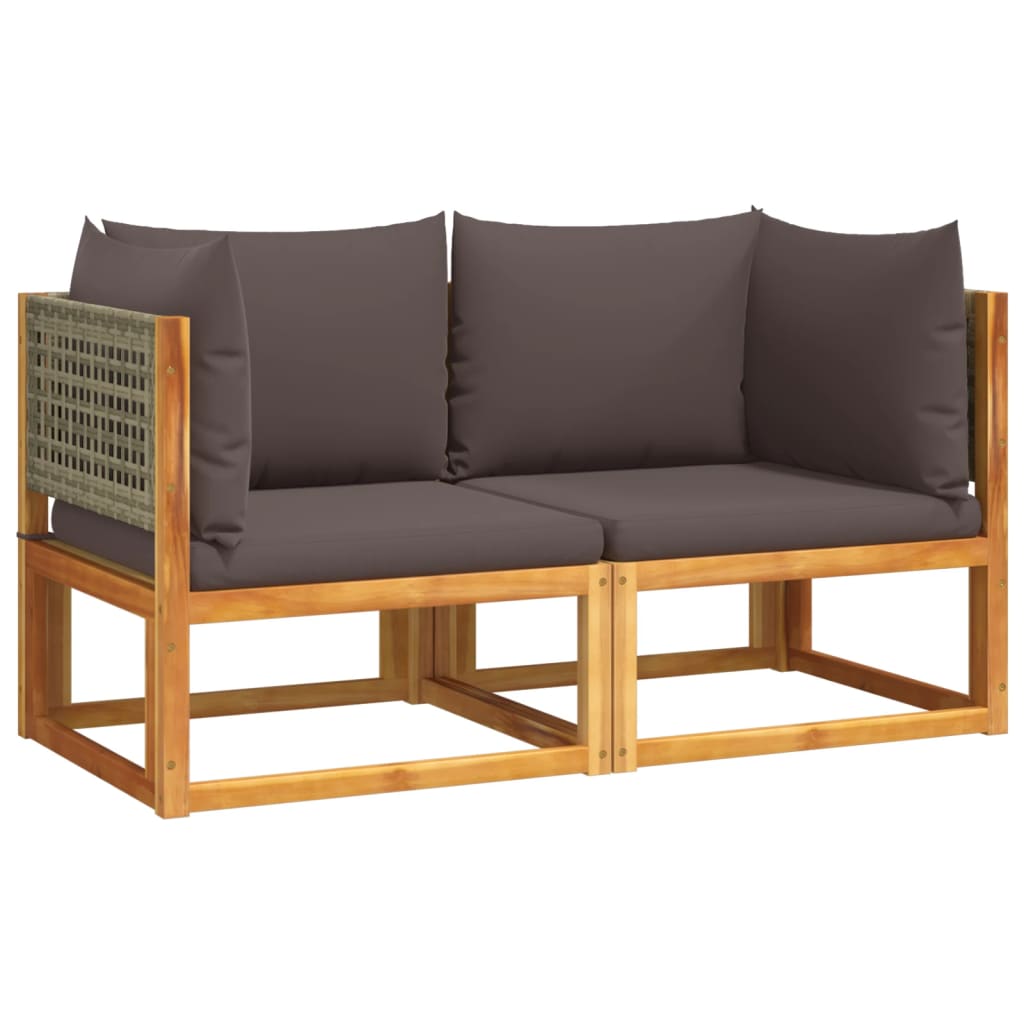 Gartensofas-Ecke mit Kissen 2 Stk. Holz Akazie & Rattan
