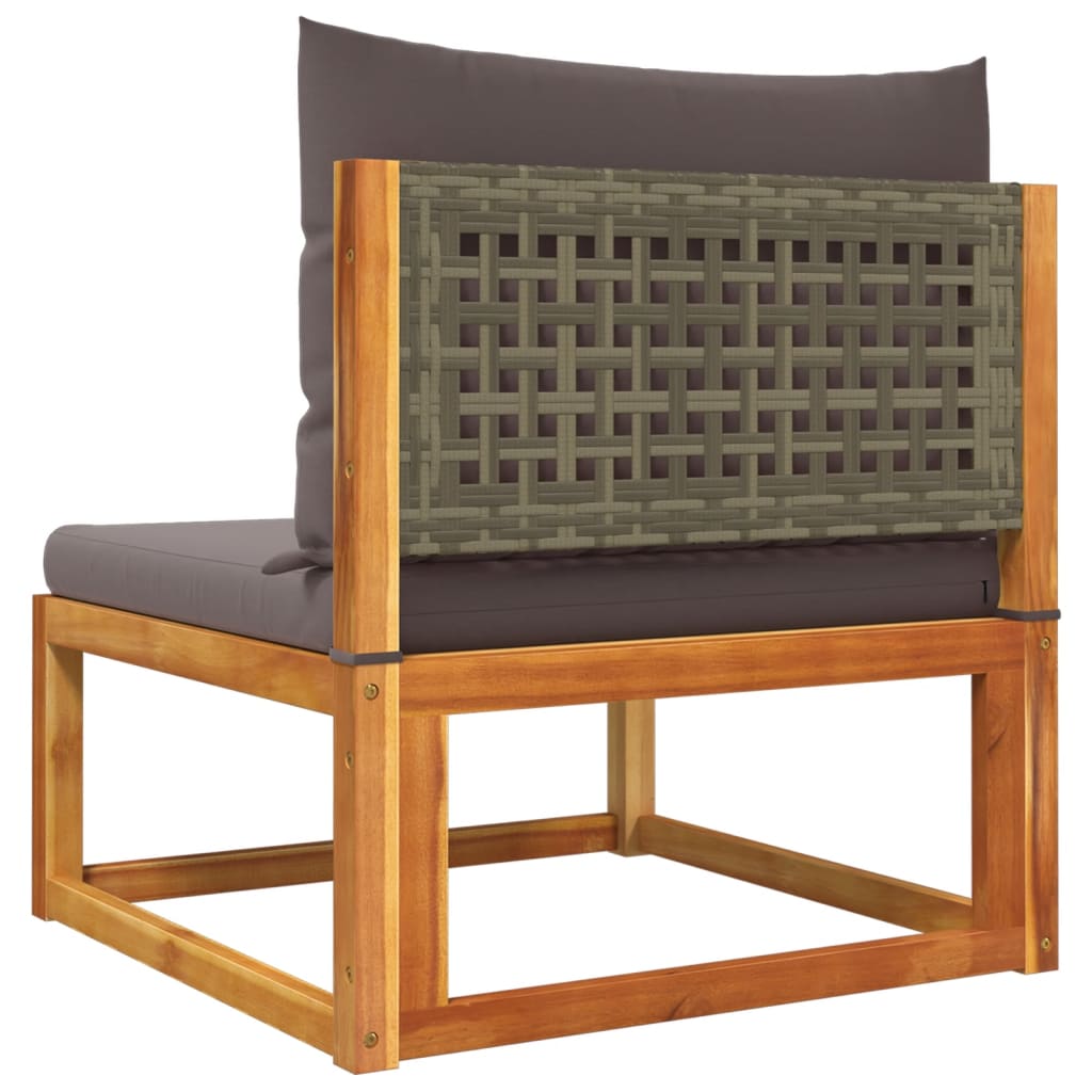 4-tlg. Gartensofa-Set mit Kissen Holz Akazie & Rattan