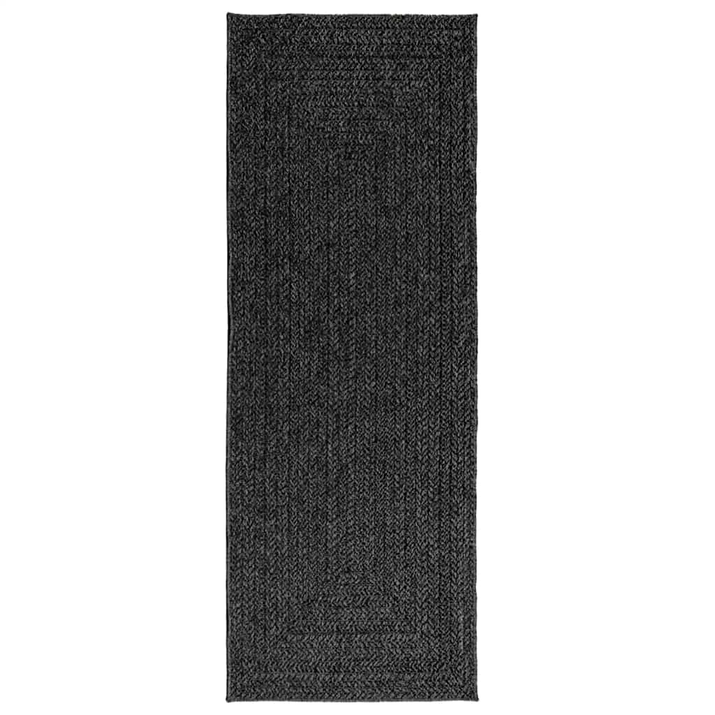 Teppich ZIZUR Anthrazit 80x200 cm Jute-Optik Indoor und Outdoor