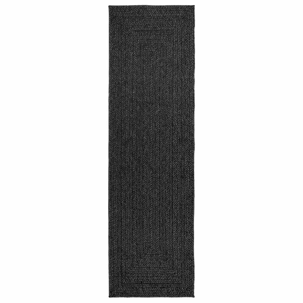 Teppich ZIZUR Anthrazit 80x250 cm Jute-Optik Indoor und Outdoor