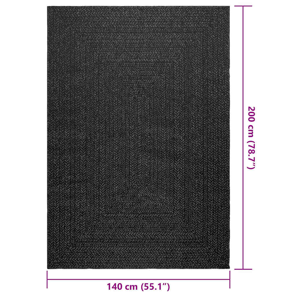 Teppich ZIZUR Anthrazit 140x200cm Jute-Optik Indoor und Outdoor