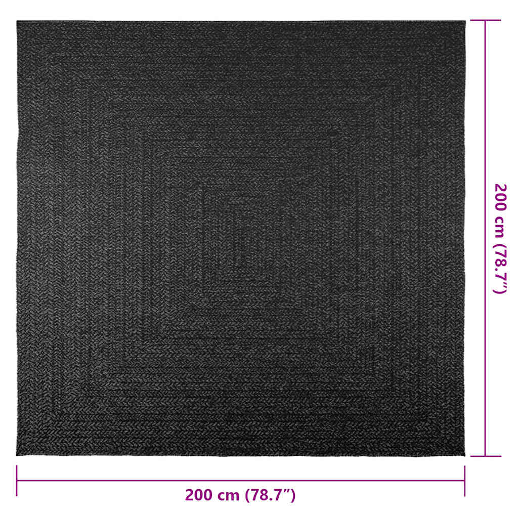 Teppich ZIZUR Anthrazit 200x200cm Jute-Optik Indoor und Outdoor