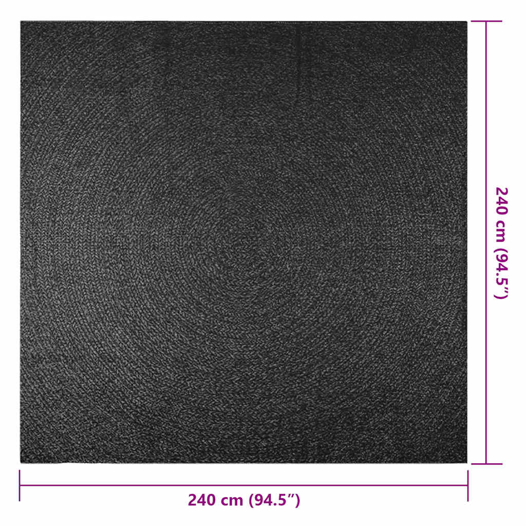 Teppich ZIZUR Anthrazit 240x240cm Jute-Optik Indoor und Outdoor