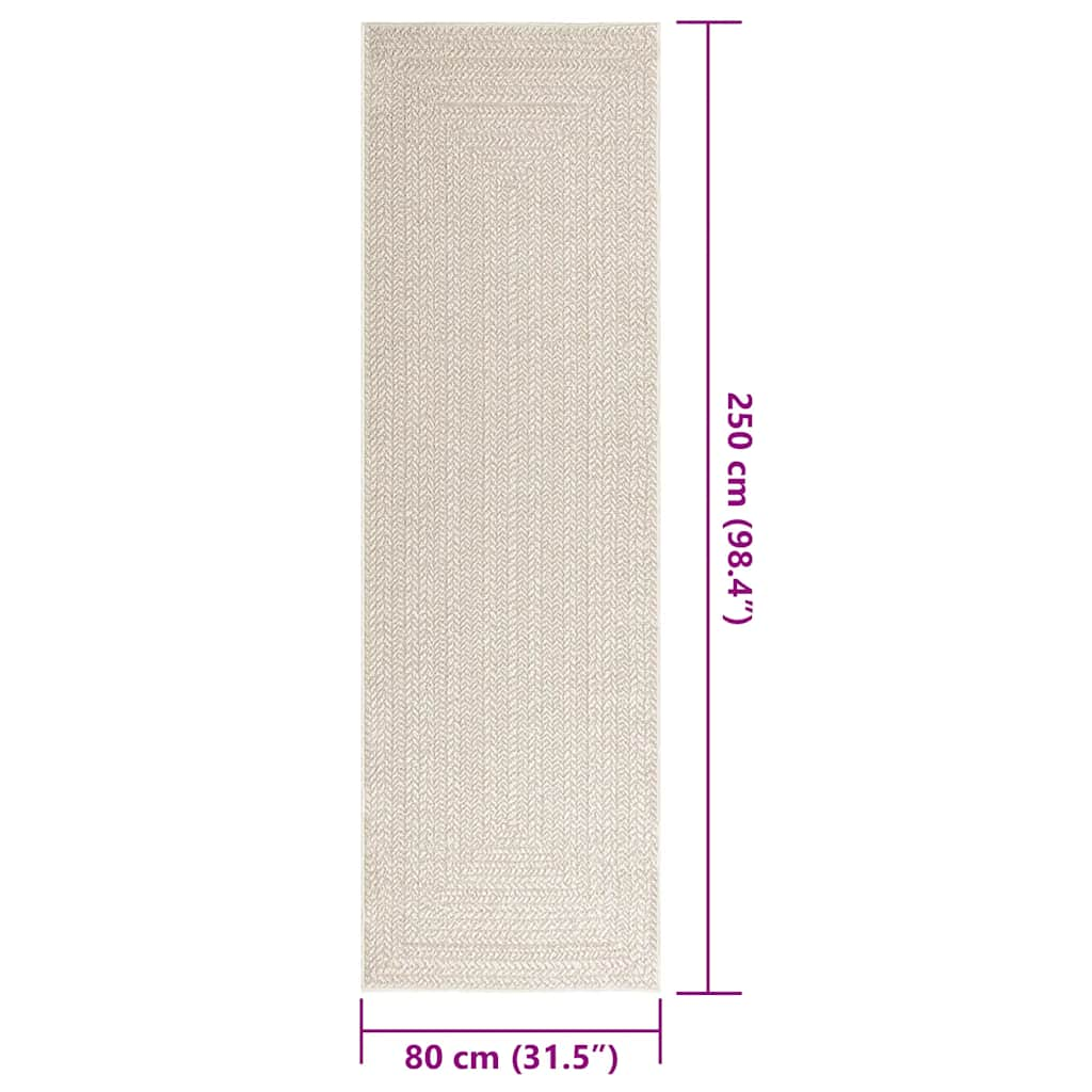 Teppich ZIZUR Creme 80x250 cm Jute-Optik Indoor und Outdoor