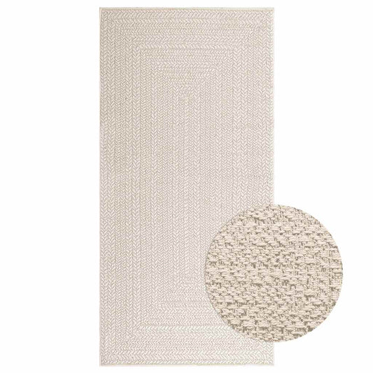 Teppich ZIZUR Creme 100x200 cm Jute-Optik Indoor und Outdoor