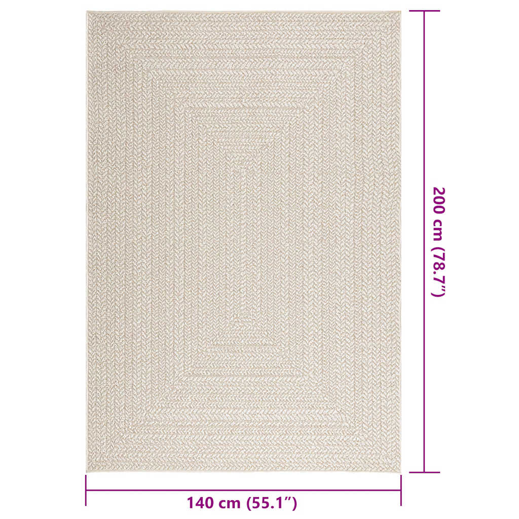 Teppich ZIZUR Creme 140x200 cm Jute-Optik Indoor und Outdoor