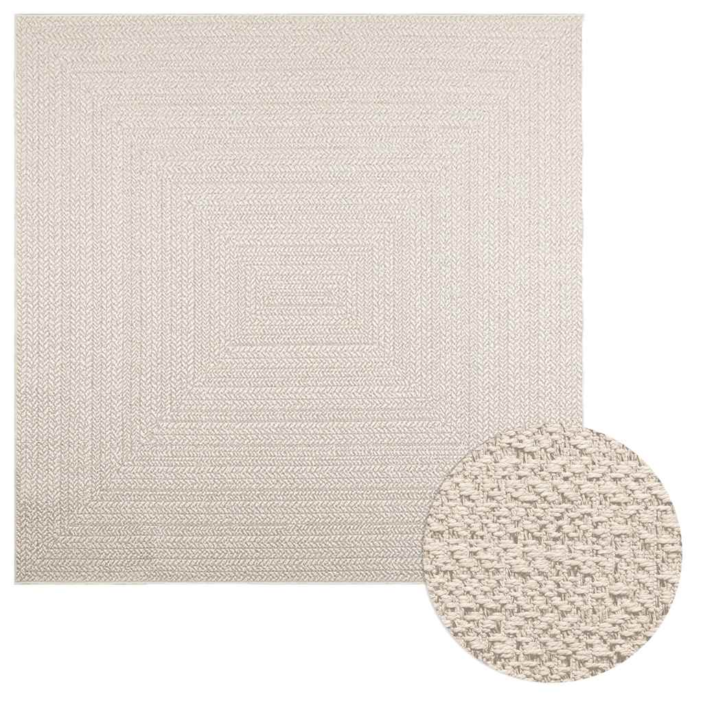 Teppich ZIZUR Creme 200x200 cm Jute-Optik Indoor und Outdoor