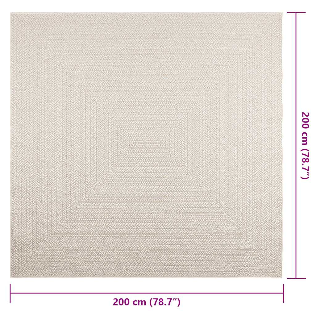 Teppich ZIZUR Creme 200x200 cm Jute-Optik Indoor und Outdoor