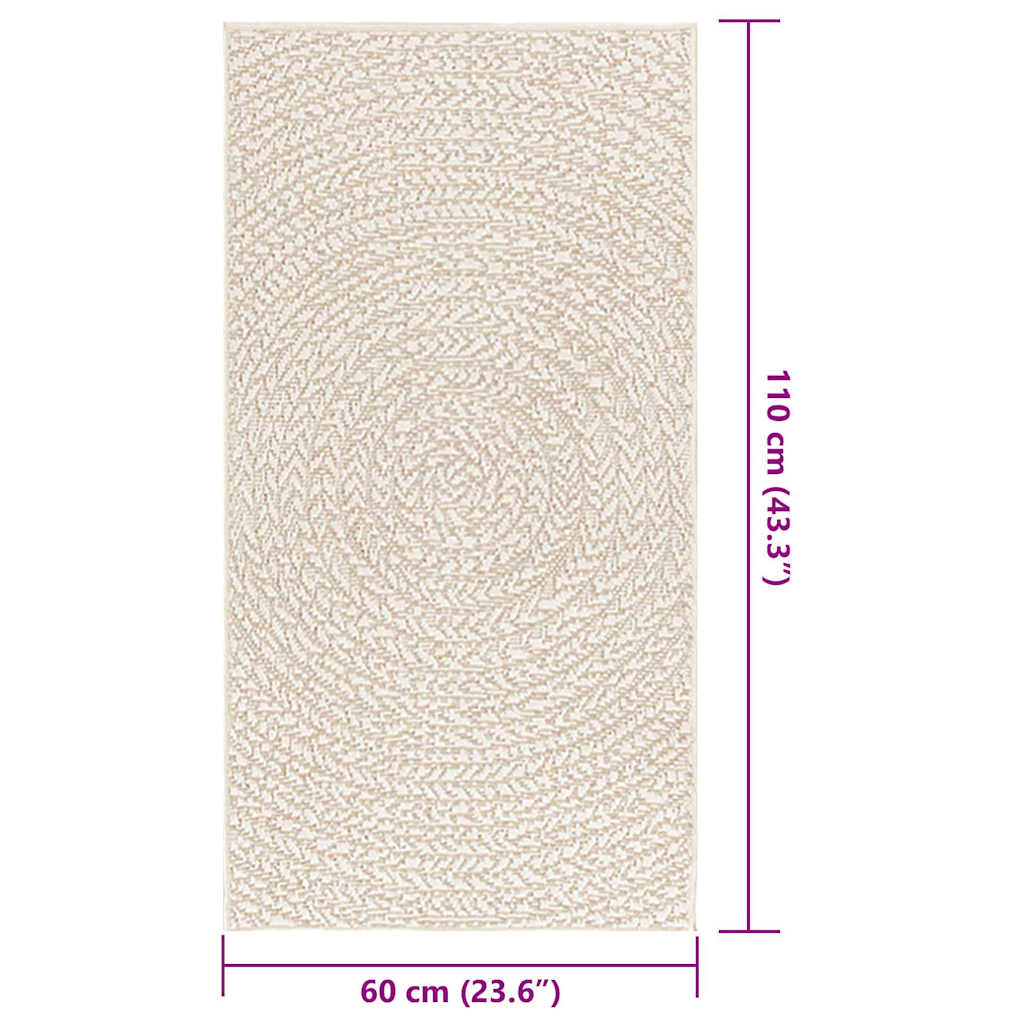 Teppich ZIZUR Creme 60x110 cm Jute-Optik Indoor und Outdoor